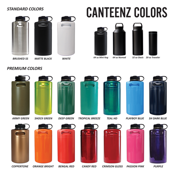 Powder Coated 64 oz. Double Wall Growlers #MK-xx