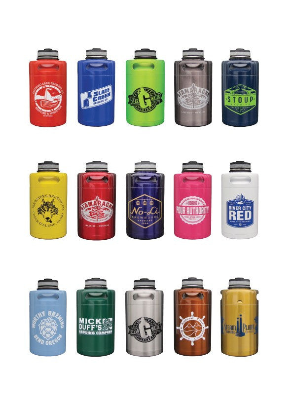 Powder Coated 64 oz. Double Wall Growlers #MK-xx